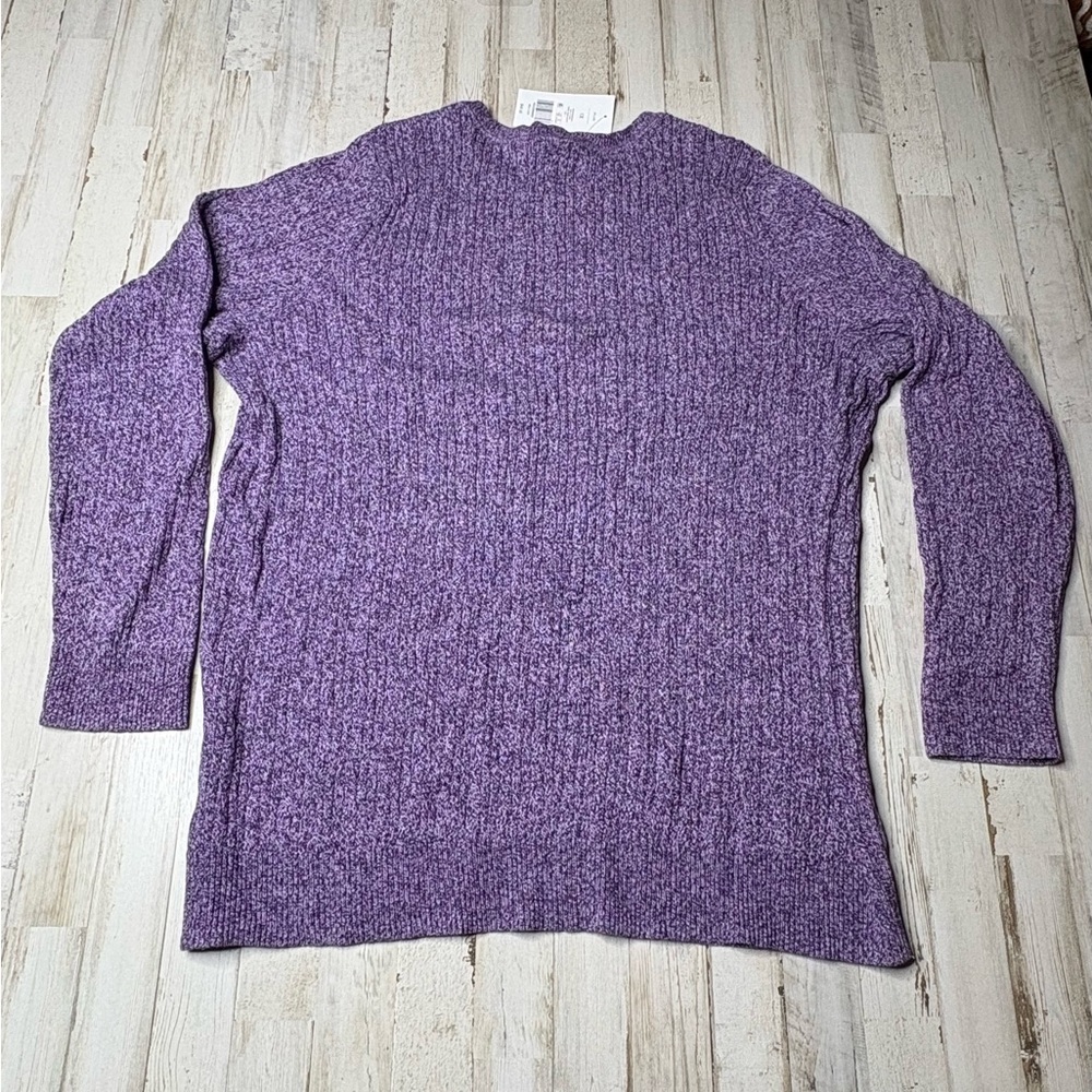 Kim Rogers Cable Crew Sweater Women’s Plus Sz 1X Purple Marbled Classic NWT - Picture 9 of 14